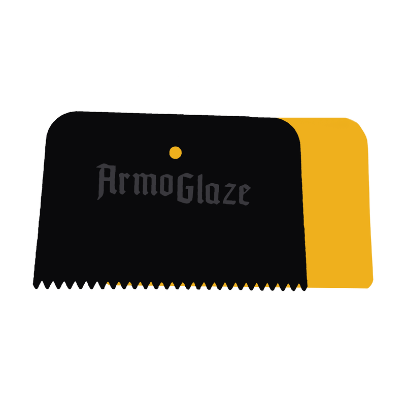 Black and yellow tool with 'ArmoGlaze' branding on a white background
