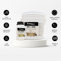 The key features of the Armoglaze bathtub refinishing kit are shown with icons, including Easy Application, Odorless.
